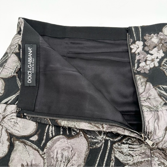 DOLCE & GABBANA Floral Brocade Mini Skirt, Gray - Picture 8 of 12